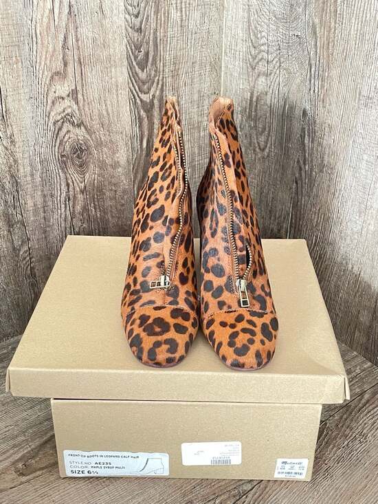 Madewell Shoes - Madewell Front-Zip Boots in Leopard Calf Hair Size 6.5